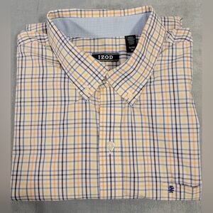 Izod Men's Casual Plaid Shirt - Yellow and Blue